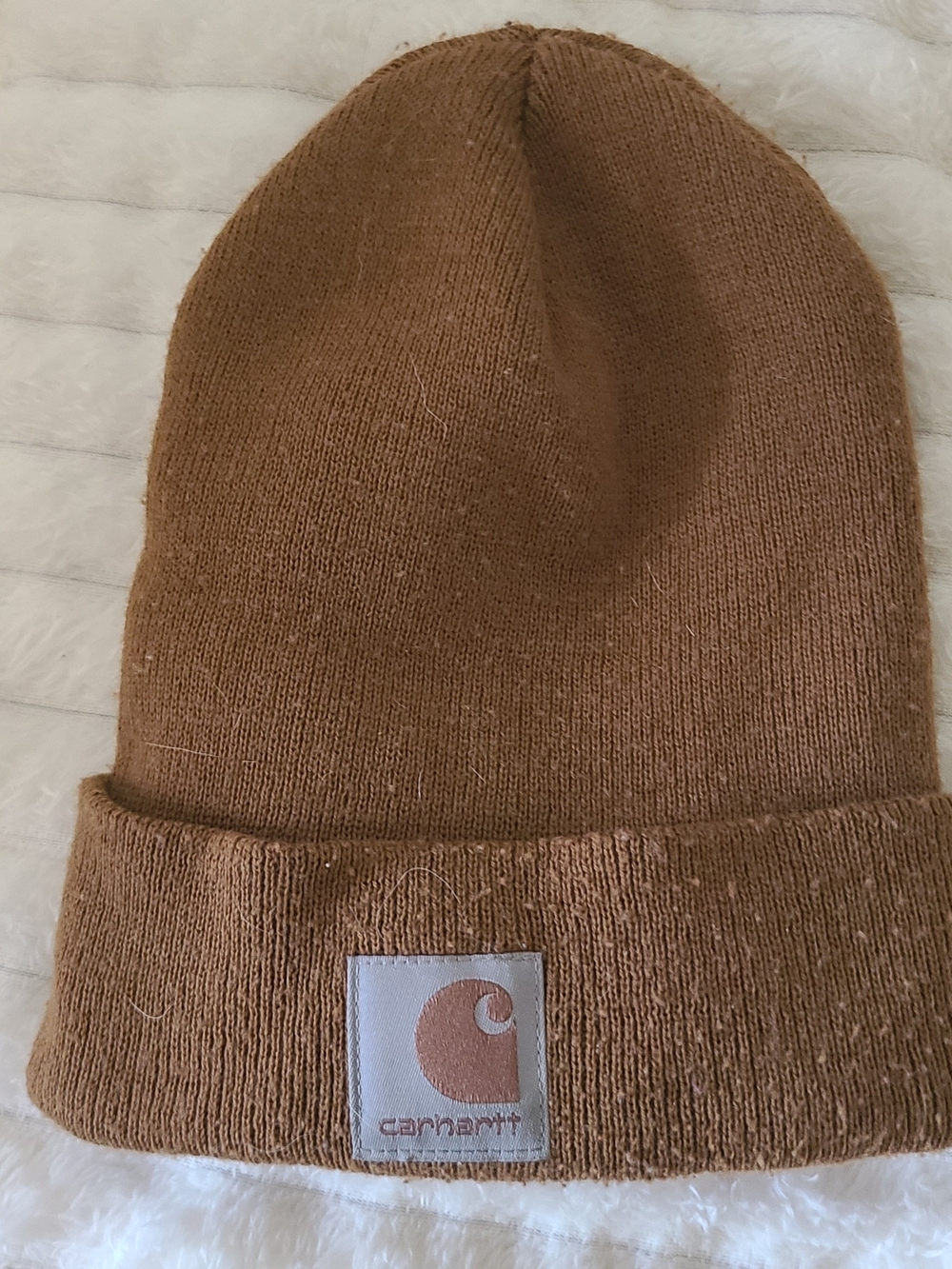 Carhartt Kids Brown Cuffed Knit Beanie with Logo Patch